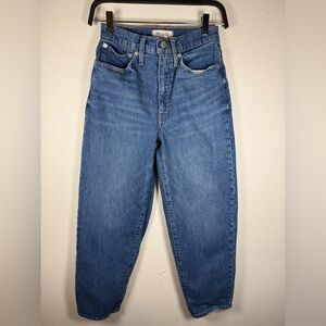 Madewell Balloon Jeans Womens 25 Blue Cotton High Rise Crop Taper Pockets Boho